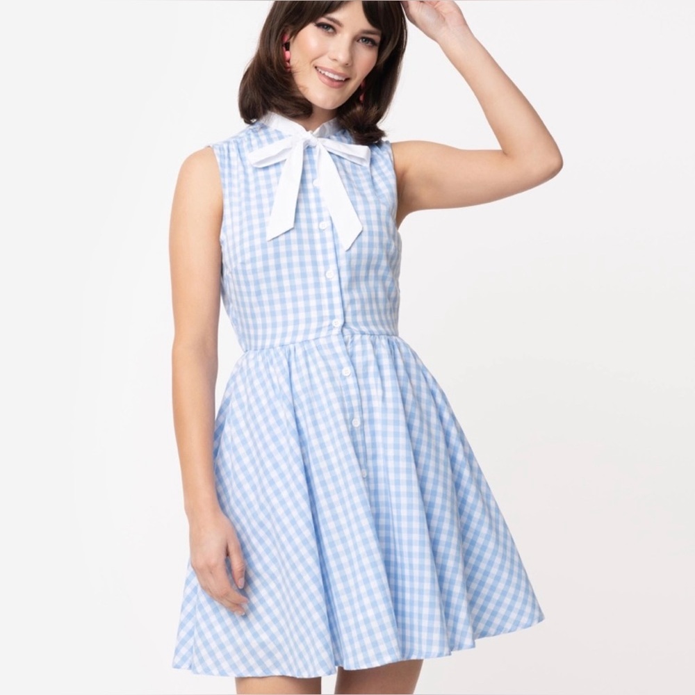 NWOT Unique Vintage Smak Parlour blue gingham dress - Medium